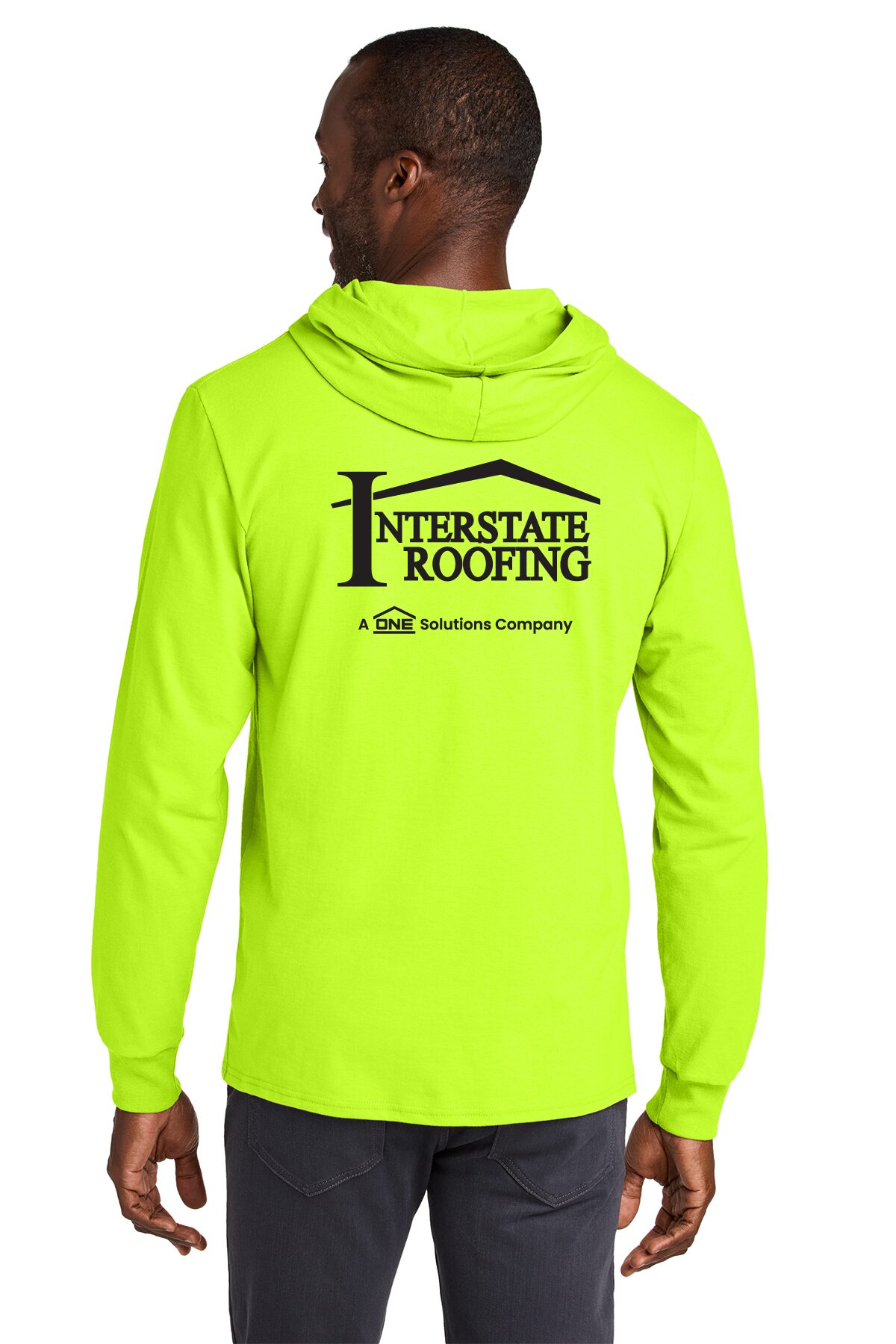 363LH Jerzees Classics™ Unisex Cotton Long Sleeve Hooded T-Shirt Safety Green - Image 2